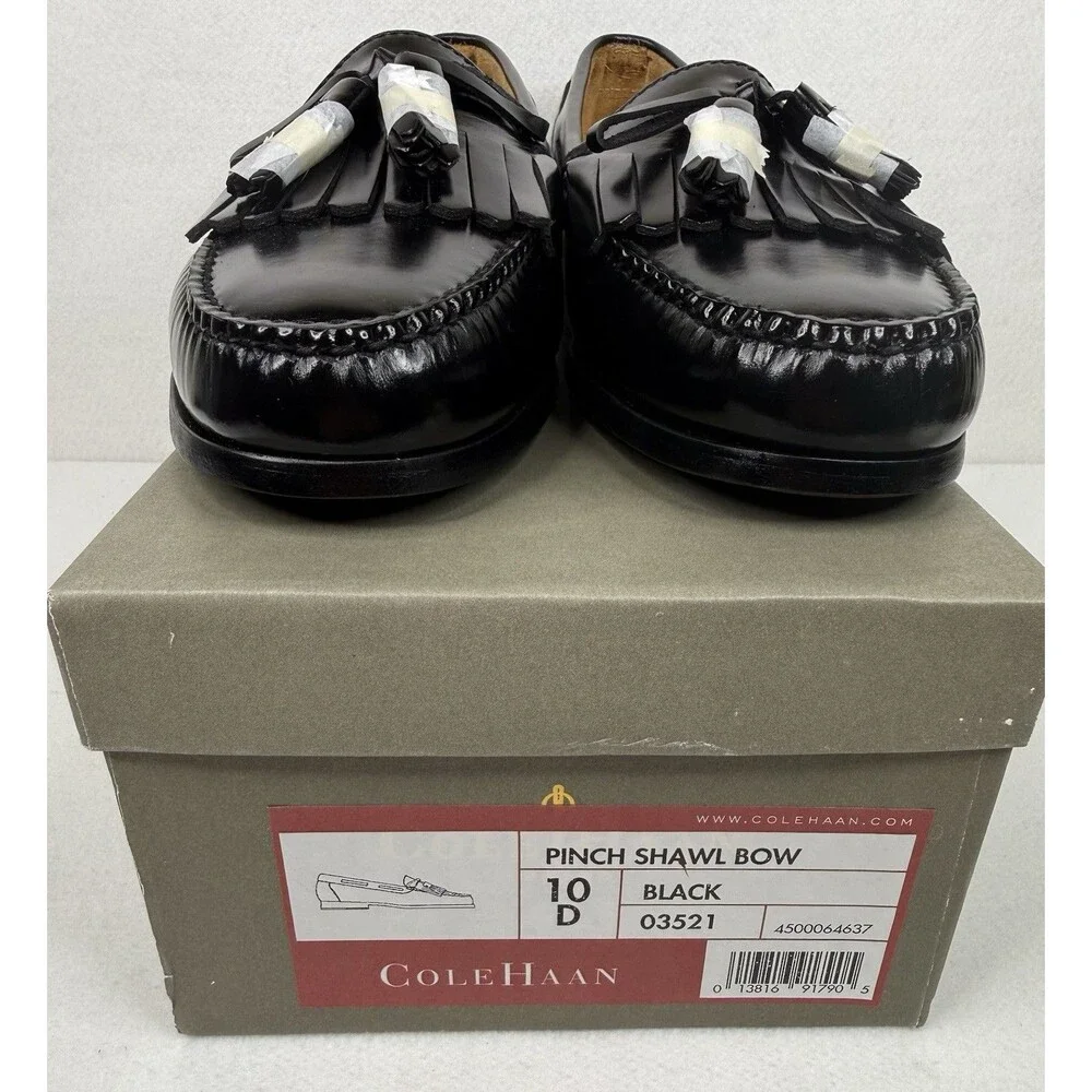 Cole Haan Men's Dress Shoes Leather Black Pinch Shawl Bow Size 10D 1119